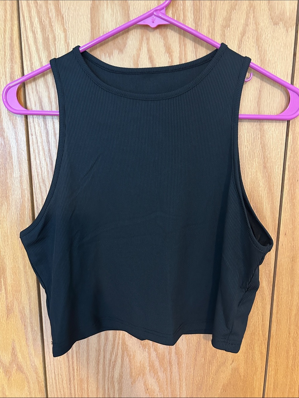 SHEIN Black Ribbed Crop Tank Top - Women XL